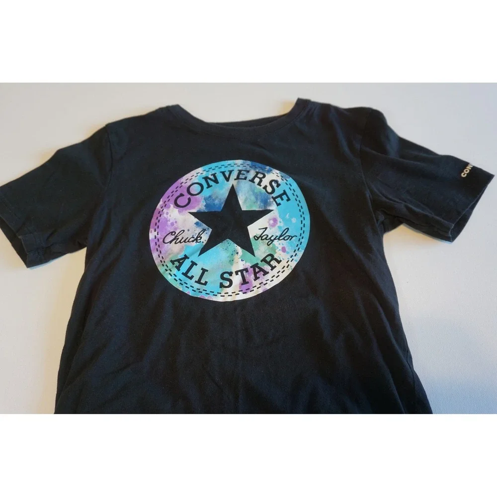 Converse Kids Black Galaxy Logo Chuck Taylor All Star Graphic Tee L 12-13